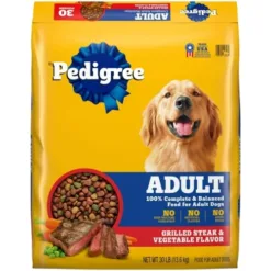 Pedigree Complete Nutrition Adult Dry Dog Food Grilled Steak & Vegetable Flavor Dog Kibble, 30 Lb Bonus Bag